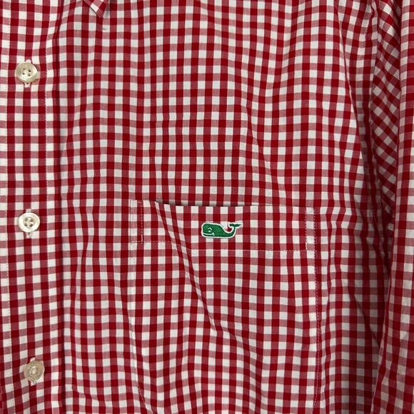 Men's Vineyard Vines Slim Fit Tucker Red & White Gingham Check Button Up Shirt L - Picture 1 of 5